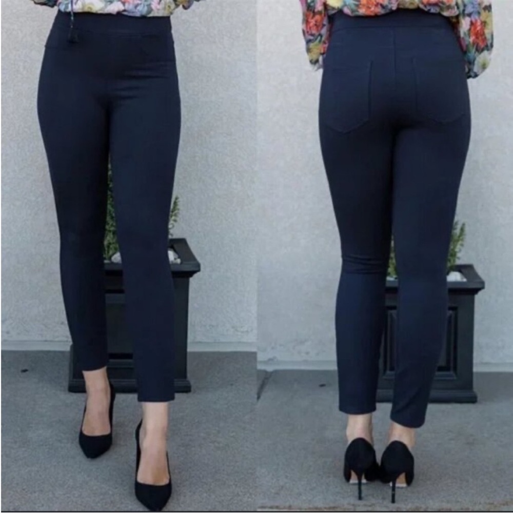 SPANX Navy Pull On The Perfect Pant High Rise Ankle Cropped Skinny Pants